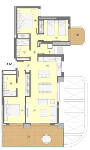 3 slaapkamer Appartement te koop in Juzgados - Plaza de Toros, Benidorm met zwembad - € 489.000 (Ref: 7502479)