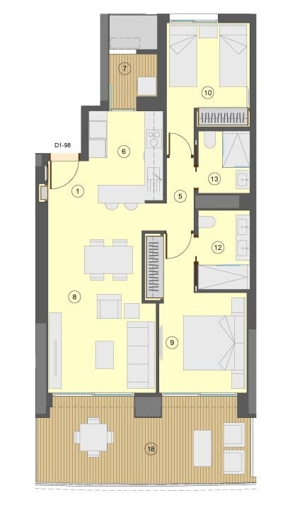 2 Zimmer Apartment zu verkaufen in Benidorm mit Pool - 601.000 € (Ref: 7529736)