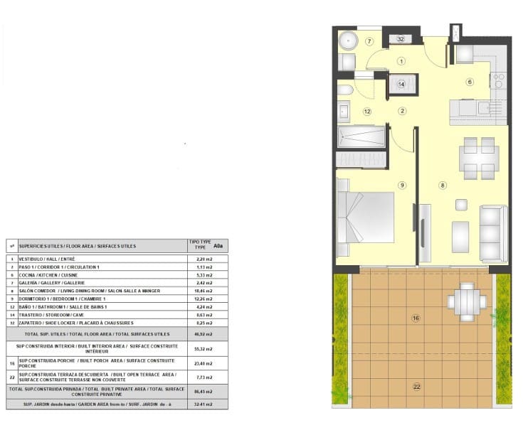 1 slaapkamer Appartement te koop in Torrevieja met zwembad - € 251.000 (Ref: 7976236)