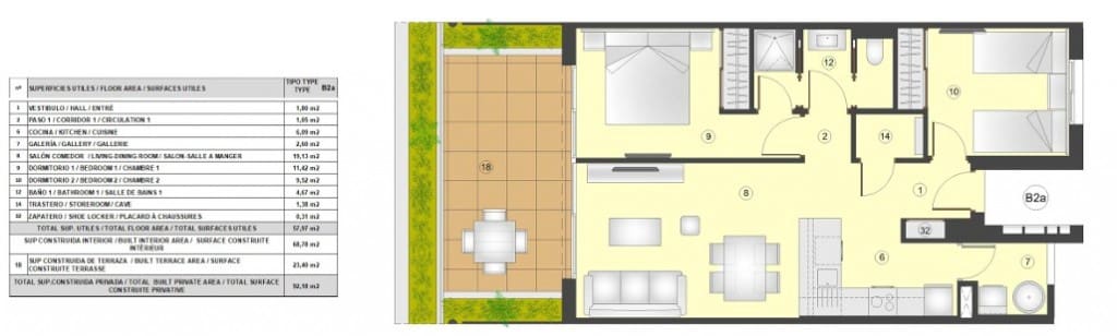 2 Zimmer Apartment zu verkaufen in Torrevieja mit Pool - 297.000 € (Ref: 7976237)