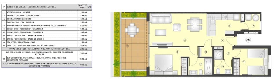 2 bedroom Apartment for sale in Torrevieja with pool - € 292,000 (Ref: 7976242)