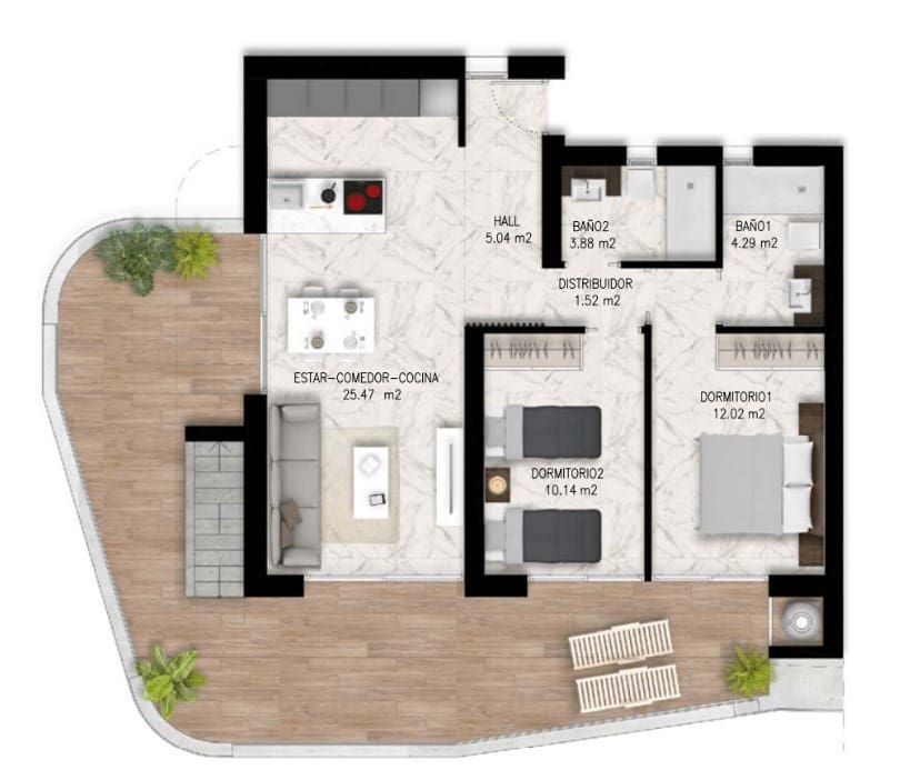 2 sovrum Takvåning till salu i Guardamar del Segura med pool - 449 000 € (Ref: 8323518)