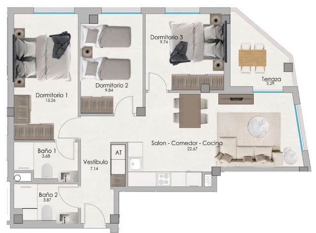 3 slaapkamer Appartement te koop in Norte, Santa Pola met zwembad - € 290.000 (Ref: 8345333)