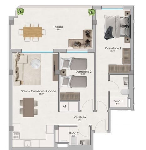 2 bedroom Apartment for sale in Norte, Santa Pola with pool - € 255,000 (Ref: 8345334)