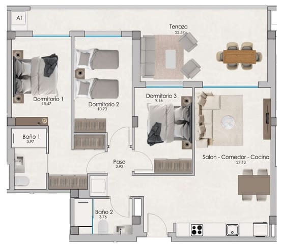 3 Zimmer Apartment zu verkaufen in Norte, Santa Pola mit Pool - 315.000 € (Ref: 8345335)