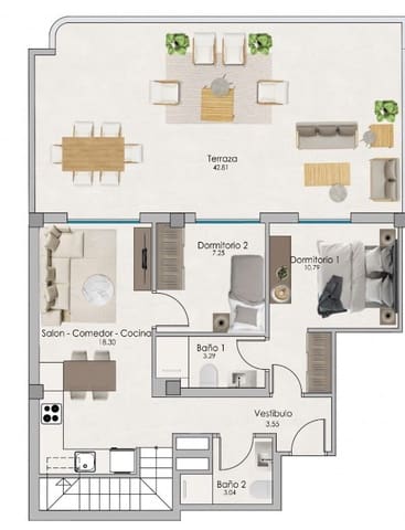 2 makuuhuone Kattohuoneisto myytävänä paikassa Norte, Santa Pola mukana uima-altaan - 298 000 € (Ref: 8345336)