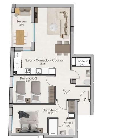 2 sypialnia Apartament na sprzedaż w Norte, Santa Pola z basenem - 230 000 € (Ref: 8345337)