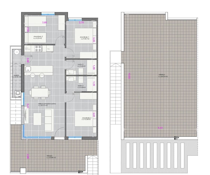 3 slaapkamer Penthouse te koop in Pilar de la Horadada met zwembad - € 365.000 (Ref: 8481126)