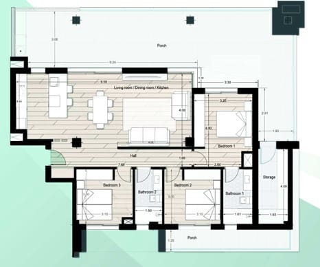 3 bedroom Apartment for sale in Los Narejos with pool - € 349,900 (Ref: 8600612)