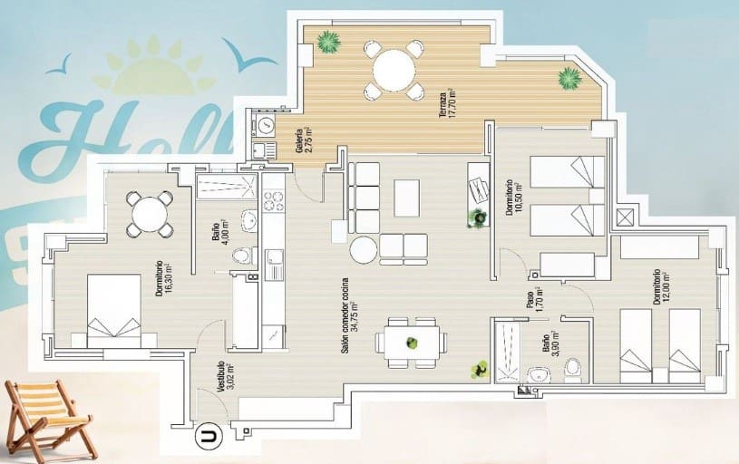 3 bedroom Apartment for sale in La Manga del Mar Menor with pool - € 410,000 (Ref: 8668524)