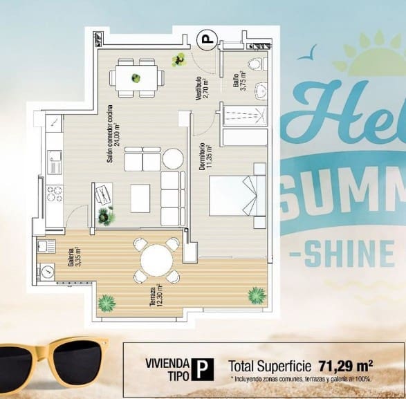 1 Zimmer Apartment zu verkaufen in La Manga del Mar Menor mit Pool - 206.000 € (Ref: 8668697)