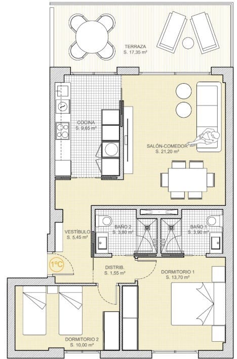 Apartamento de 2 habitaciones en Finestrat en venta con piscina - 345.000 € (Ref: 8762453)