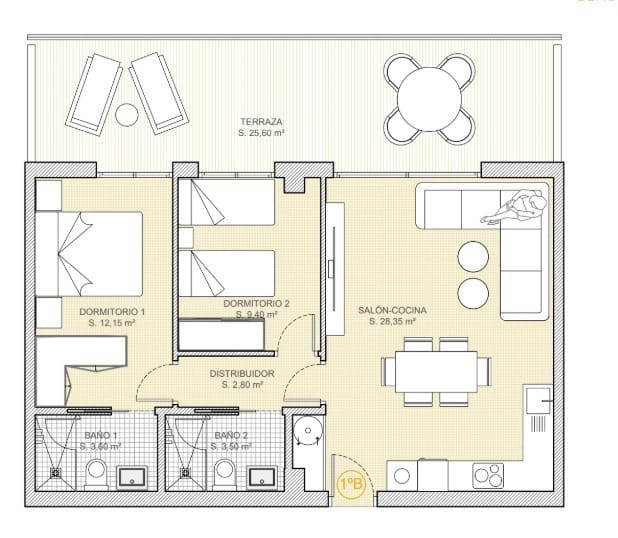 Apartamento de 2 habitaciones en Finestrat en venta con piscina - 345.000 € (Ref: 8762453)