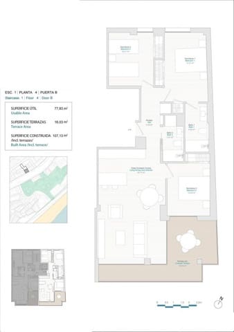 3 chambre Appartement à vendre à Centro Urbano, La Villajoyosa / Vila Joiosa - 598 000 € (Ref: 8781943)