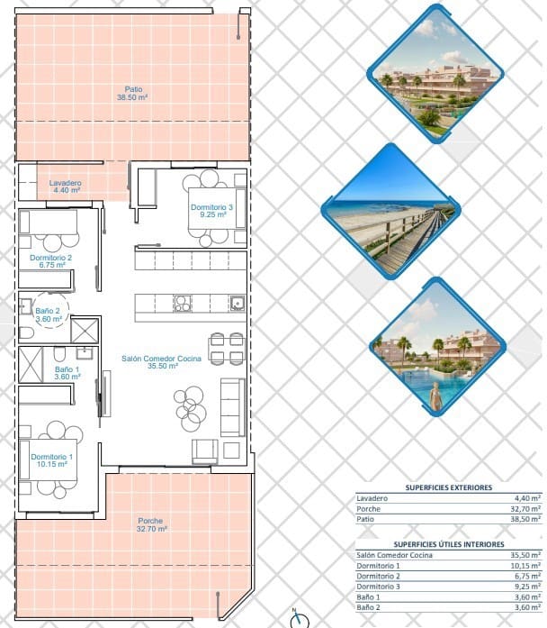 3 soveværelse Lejlighed til salg i Pilar de la Horadada med swimmingpool - € 294.900 (Ref: 8841903)