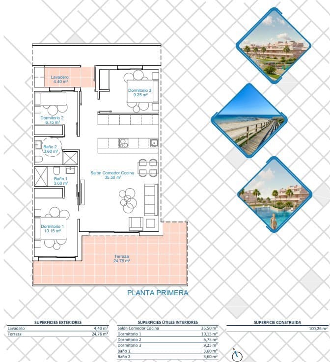 3 chambre Appartement à vendre à Pilar de la Horadada avec piscine - 299 900 € (Ref: 8845757)