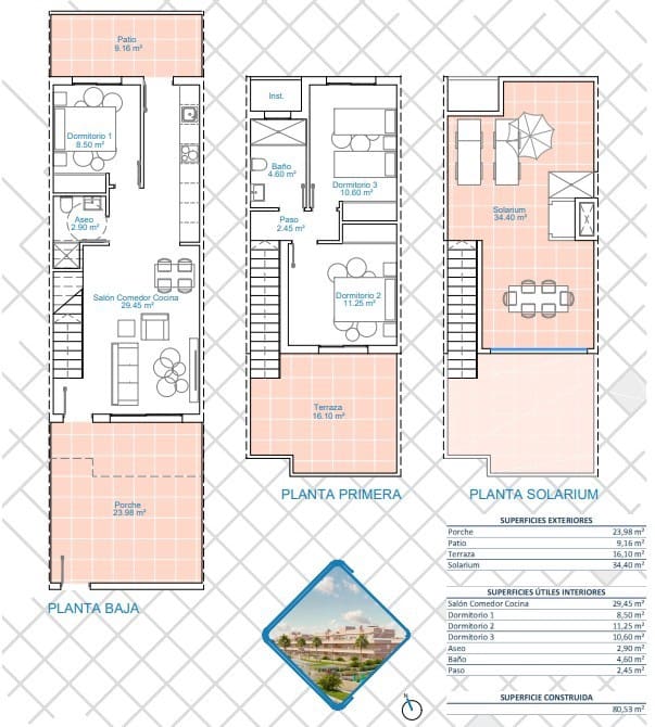 3 bedroom Townhouse for sale in Pilar de la Horadada with pool - € 309,900 (Ref: 8845924)