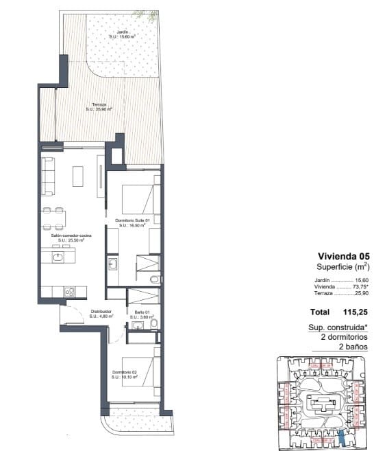 2 makuuhuone Huoneisto myytävänä paikassa Ciudad Quesada mukana uima-altaan - 303 000 € (Ref: 8897320)