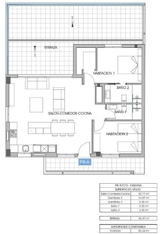 2 chambre Penthouse à vendre à Levante Alto, Benidorm avec piscine - 550 000 € (Ref: 8944900)