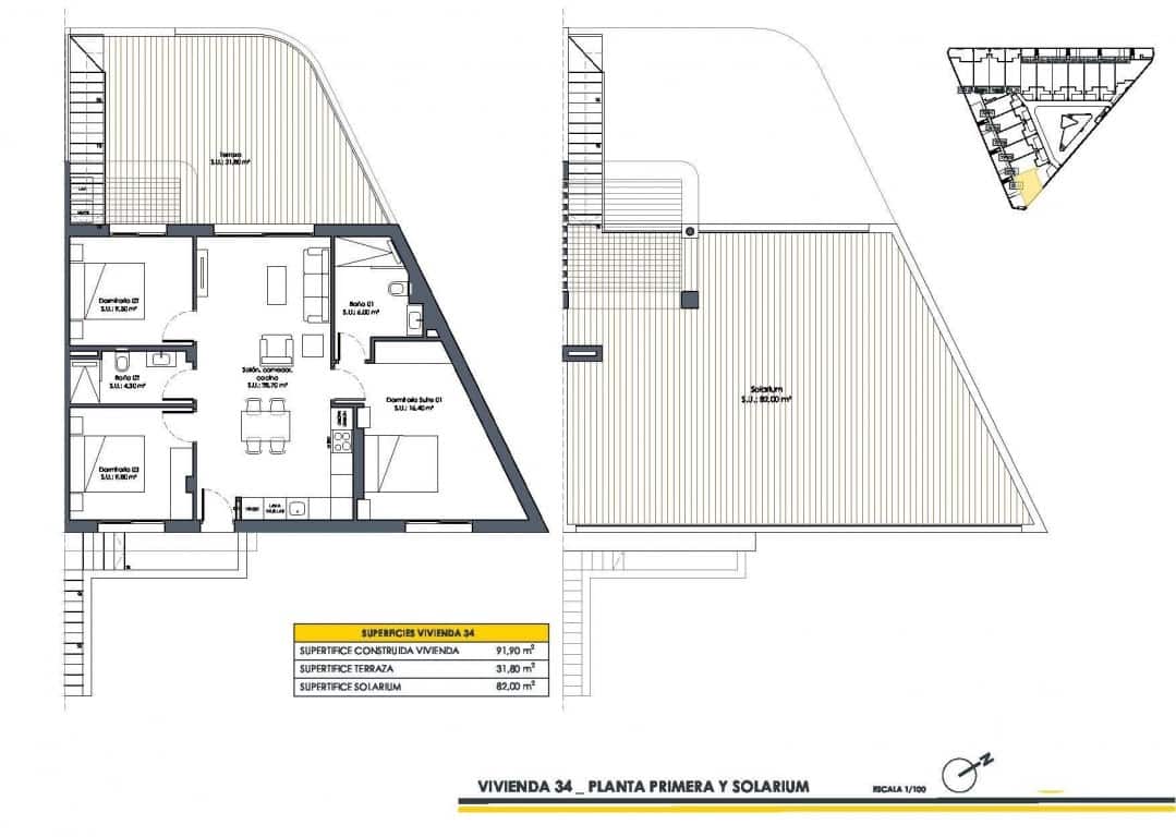 3 slaapkamer Penthouse te koop in San Fulgencio met zwembad - € 304.900 (Ref: 9002009)