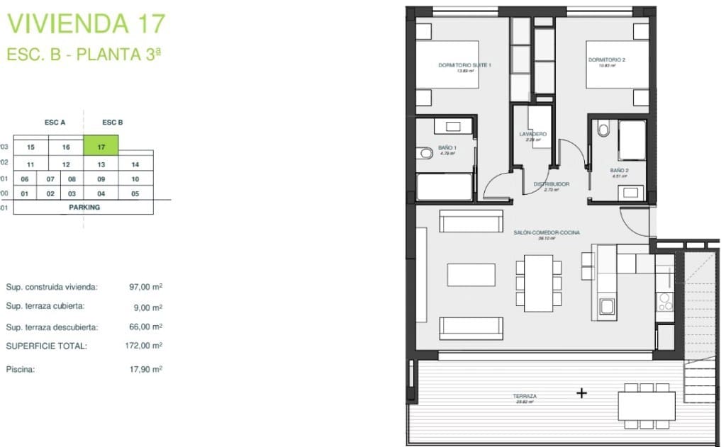 2 soveværelse Penthouse til salg i Las Colinas Golf med swimmingpool - € 925.000 (Ref: 9065630)