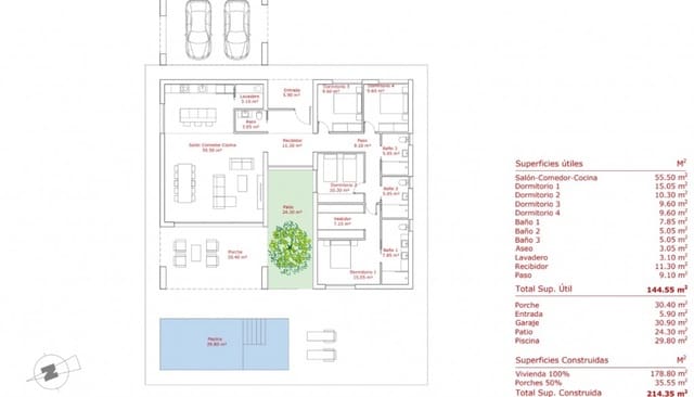 4 slaapkamer Villa te koop in Fuente Alamo de Murcia met zwembad garage - € 607.200 (Ref: 9137502)