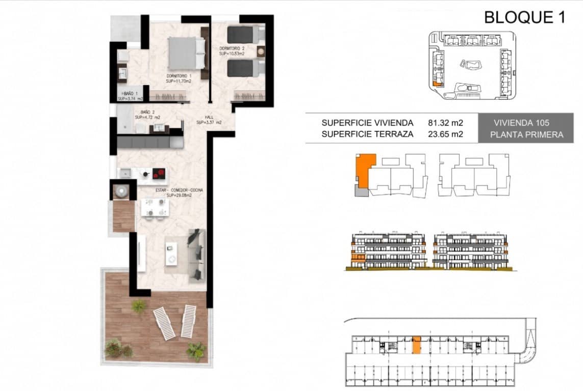 2 bedroom Apartment for sale in Torrevieja with pool - € 274,000 (Ref: 9237109)