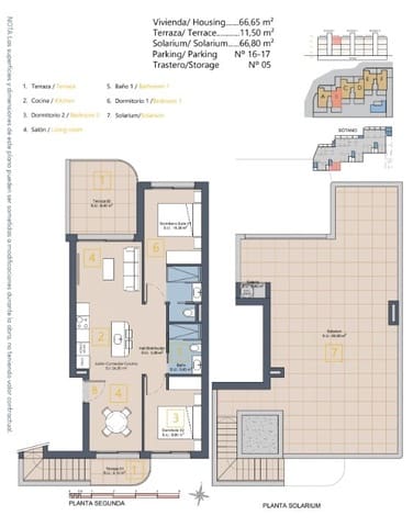 2 slaapkamer Penthouse te koop in Los Alcázares met zwembad - € 369.900 (Ref: 9282631)