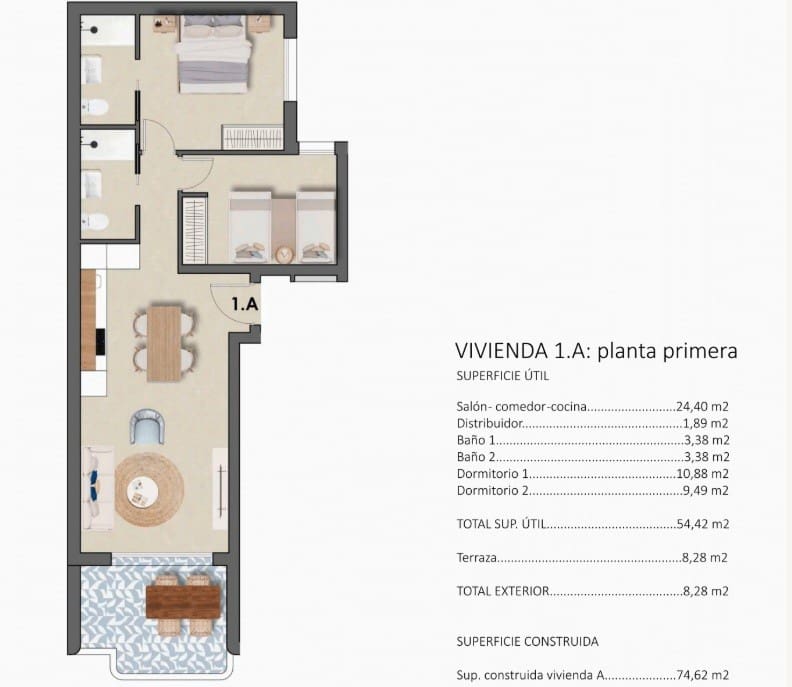2 sypialnia Apartament na sprzedaż w Torre de la Horadada z basenem - 292 900 € (Ref: 9360686)