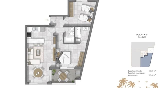 2 sypialnia Apartament na sprzedaż w Guardamar Playa, Guardamar del Segura z basenem - 269 000 € (Ref: 9383573)