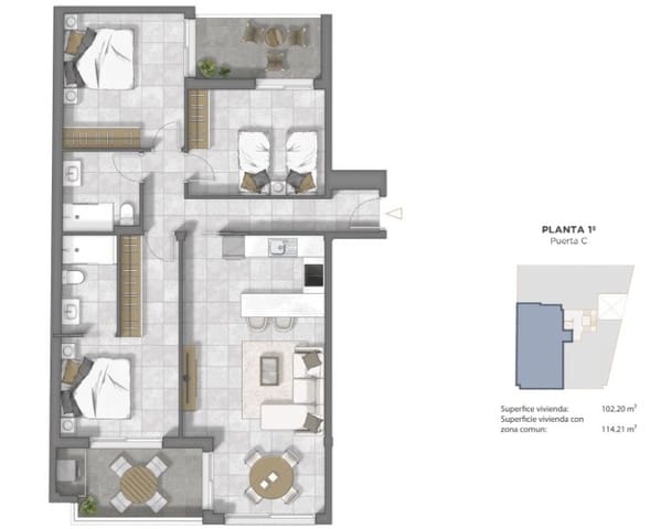 3 soveværelse Lejlighed til salg i Guardamar Playa, Guardamar del Segura med swimmingpool - € 335.000 (Ref: 9383574)