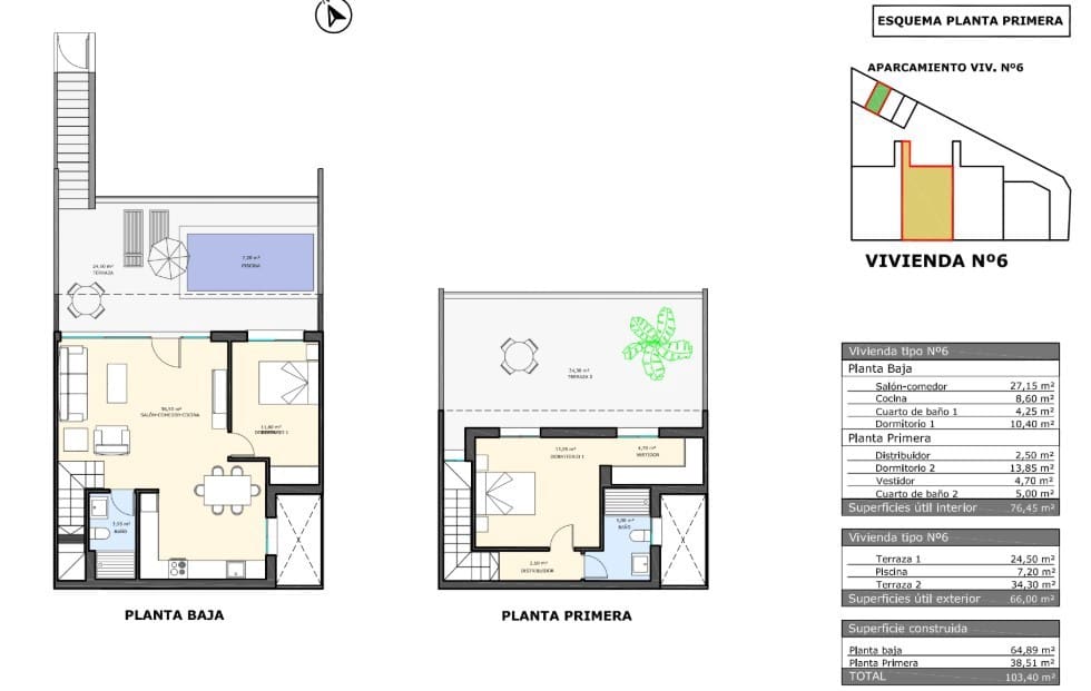 2 bedroom Penthouse for sale in Pilar de la Horadada with pool - € 326,900 (Ref: 9417534)