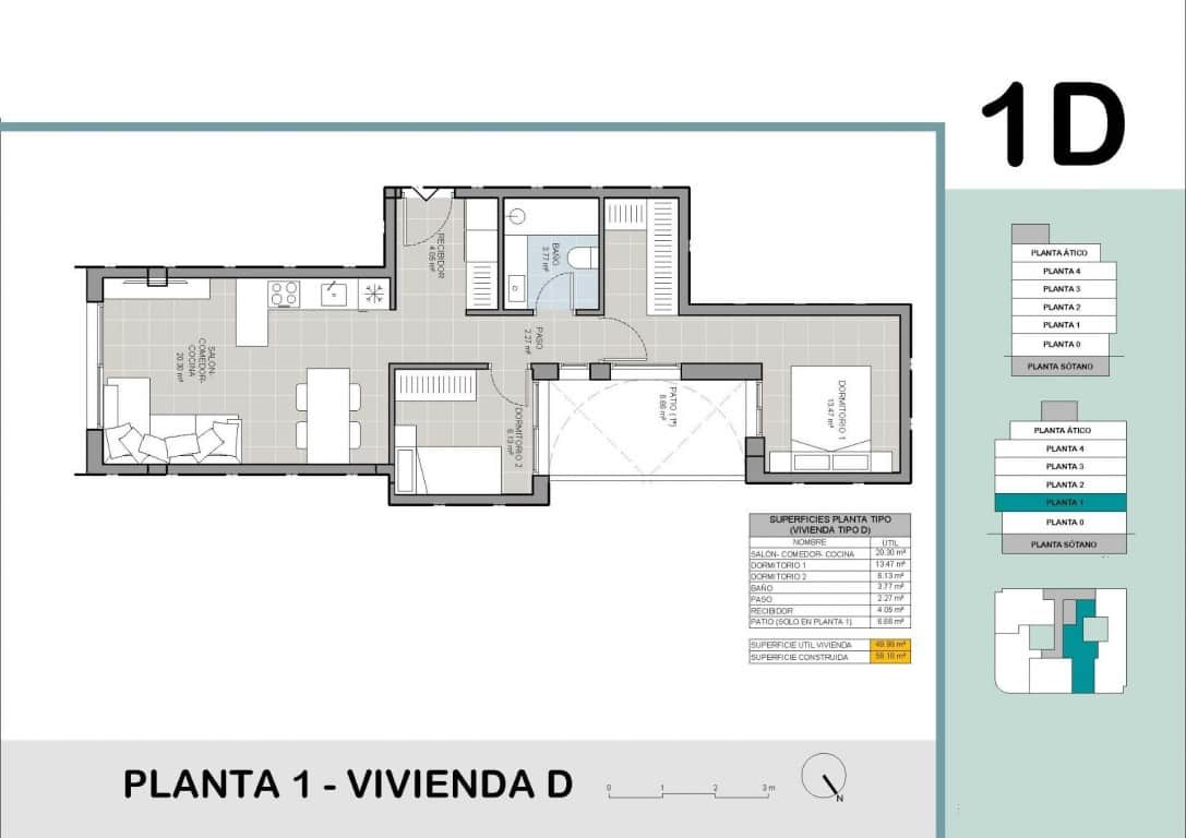 Apartamento de 2 habitaciones en Torrevieja en venta con piscina - 215.000 € (Ref: 9438703)