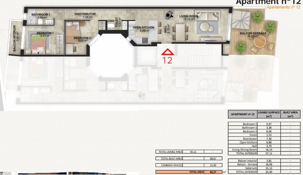 2 soverom Penthouse til salgs i Torrevieja med svømmebasseng - € 380 000 (Ref: 9444774)