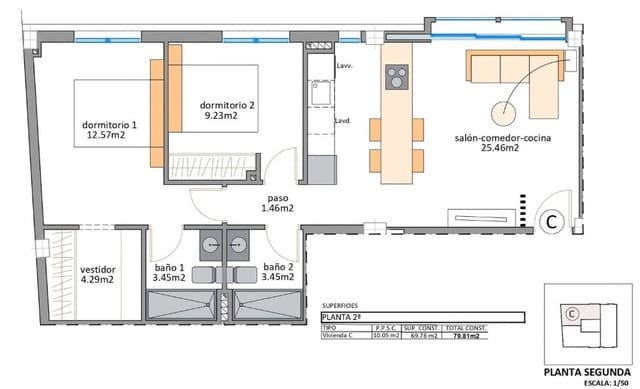Apartamento de 2 habitaciones en Lo Pagan, San Pedro del Pinatar en venta con piscina - 235.900 € (Ref: 9495291)