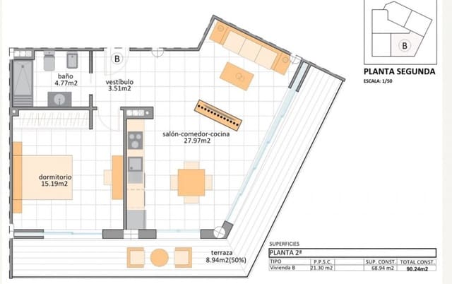 1 sypialnia Apartament na sprzedaż w Los Cuarteros, San Pedro del Pinatar z basenem - 139 900 € (Ref: 9495294)