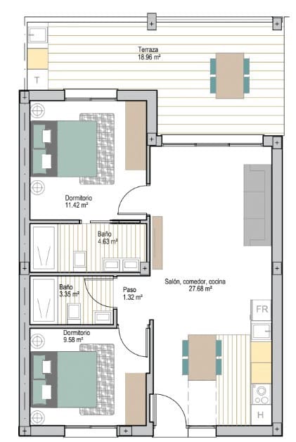 Apartamento de 2 habitaciones en San Cayetano en venta con piscina - 226.900 € (Ref: 9591272)