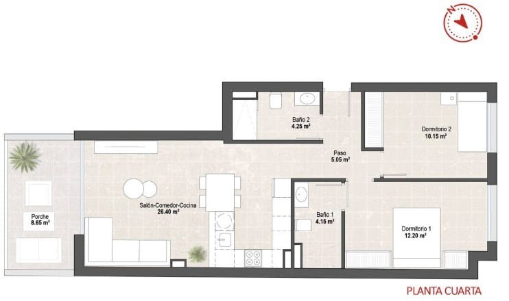 2 soverom Penthouse til salgs i Lo Pagan med svømmebasseng - € 259 900 (Ref: 9645807)