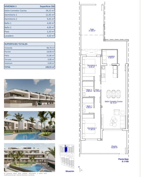 2 bedroom Apartment for sale in Pilar de la Horadada with pool - € 310,000 (Ref: 9665168)