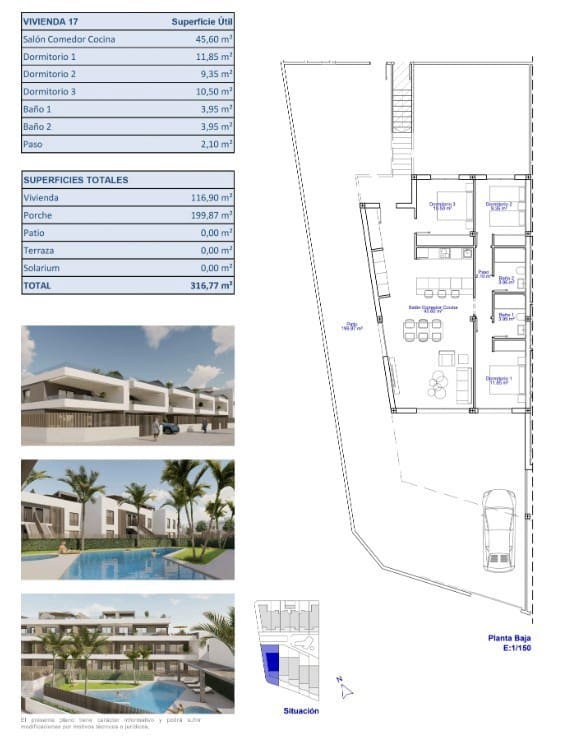3 makuuhuone Bungalow myytävänä paikassa Pilar de la Horadada mukana uima-altaan - 450 000 € (Ref: 9666487)