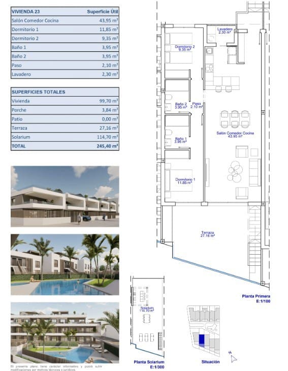 2 makuuhuone Bungalow myytävänä paikassa Pilar de la Horadada mukana uima-altaan - 425 000 € (Ref: 9666488)