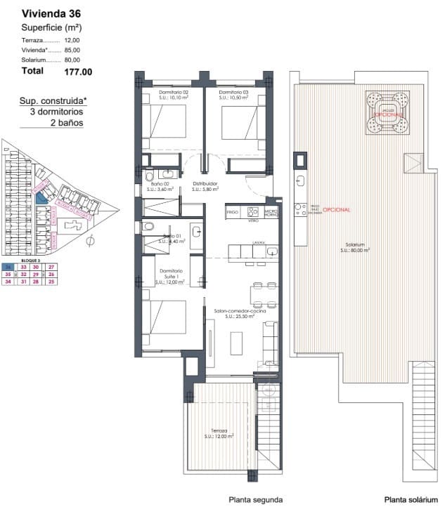 3 slaapkamer Penthouse te koop in Los Alcazares met zwembad - € 409.000 (Ref: 9667205)