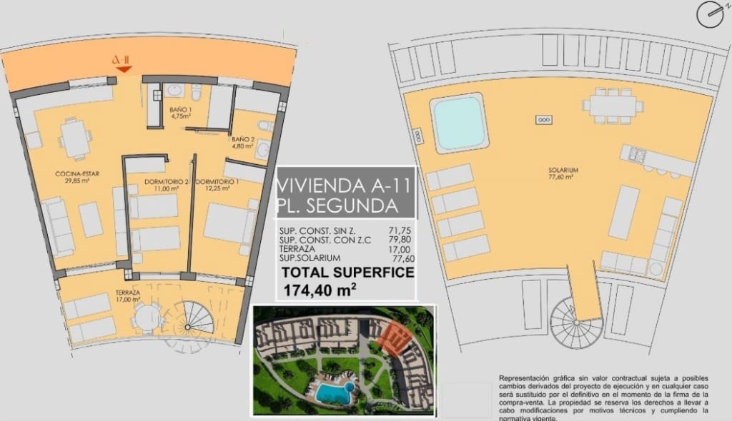 Ático de 2 habitaciones en Los Alcázares en venta con piscina - 359.900 € (Ref: 9733404)