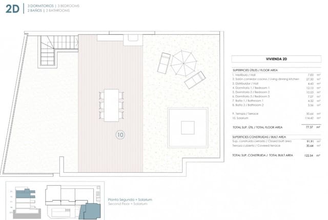 3 makuuhuone Kattohuoneisto myytävänä paikassa Benijófar mukana uima-altaan - 410 000 € (Ref: 9733619)