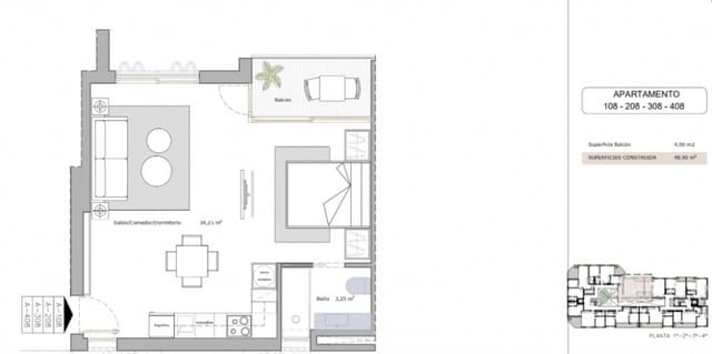 1 soveværelse Lejlighed til salg i Lo Pagan, San Pedro del Pinatar med swimmingpool - € 149.900 (Ref: 9795315)