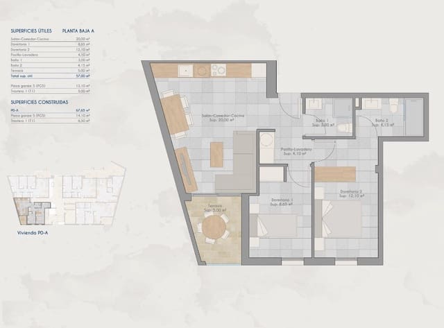 2 chambre Appartement à vendre à Los Cuarteros, San Pedro del Pinatar avec piscine - 211 000 € (Ref: 9797452)