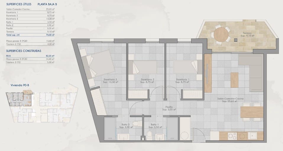 3 makuuhuone Huoneisto myytävänä paikassa Los Cuarteros mukana uima-altaan - 264 000 € (Ref: 9797453)