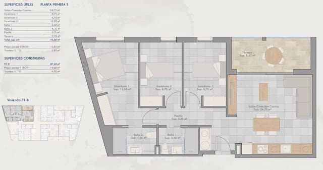 3 chambre Appartement à vendre à Los Cuarteros, San Pedro del Pinatar avec piscine - 279 000 € (Ref: 9797456)