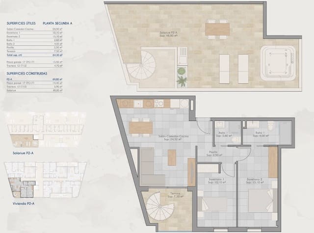 2 chambre Penthouse à vendre à Los Cuarteros, San Pedro del Pinatar avec piscine - 278 000 € (Ref: 9797458)