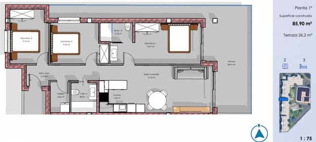 Apartamento de 3 habitaciones en El Raso, Guardamar del Segura en venta con piscina - 315.000 € (Ref: 9802819)